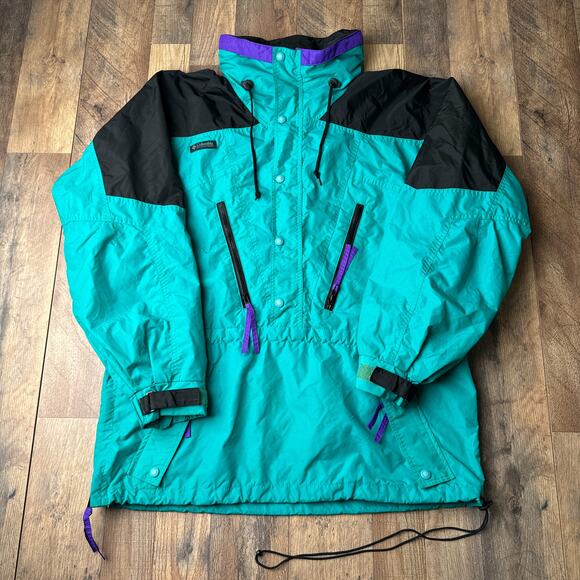 Vintage 90s Columbia Anorak Jacket Men's Large Green Water Resistance 5276 - Picture 1 of 16